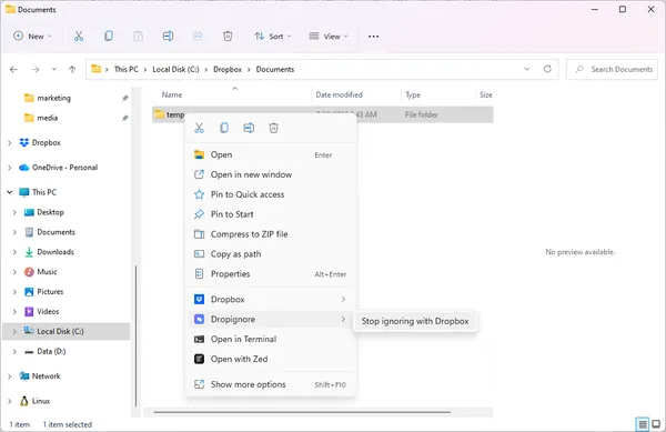 Ignore Files Right from Explorer