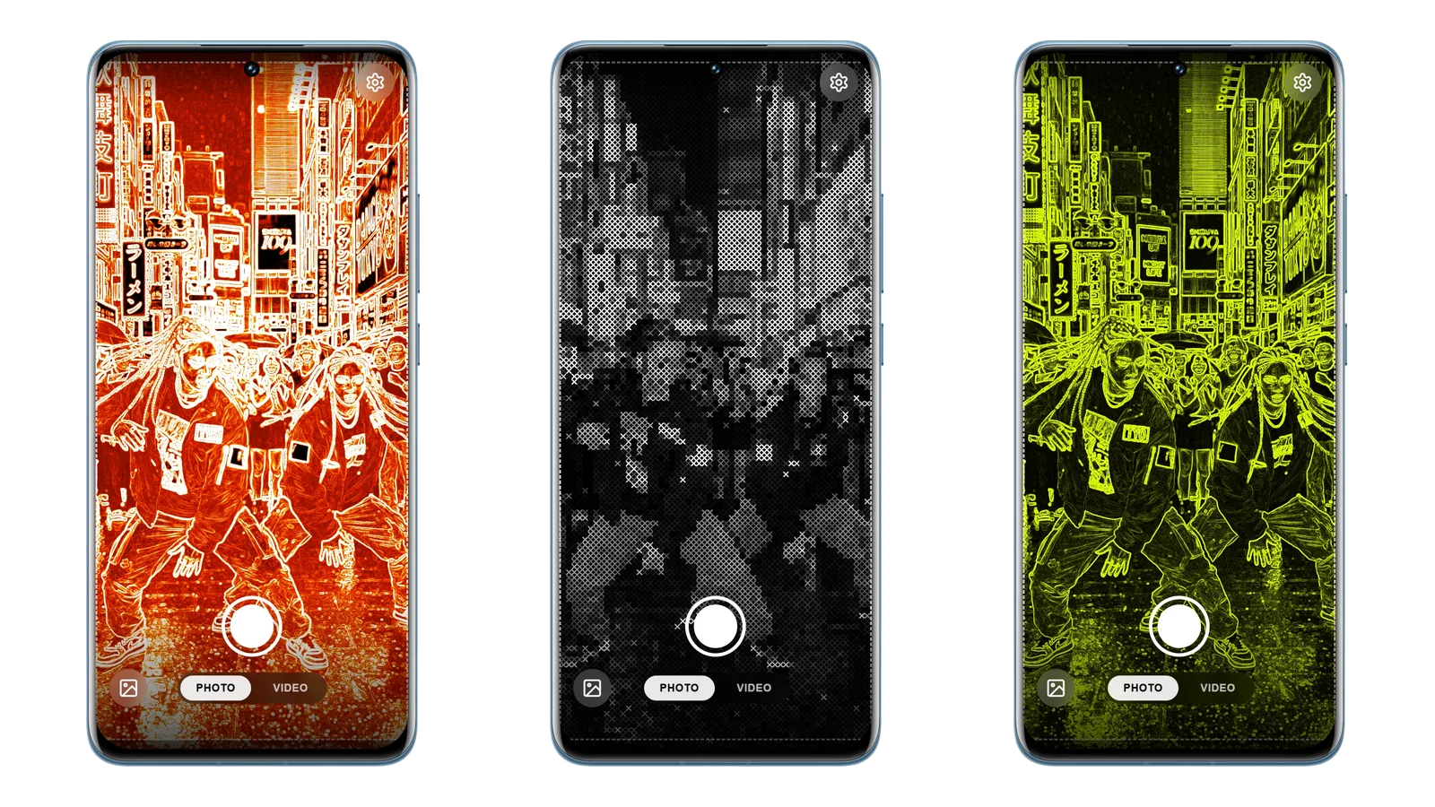 Dance scene with neon and comic effects