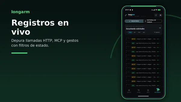 Registros en vivo para HTTP y MCP